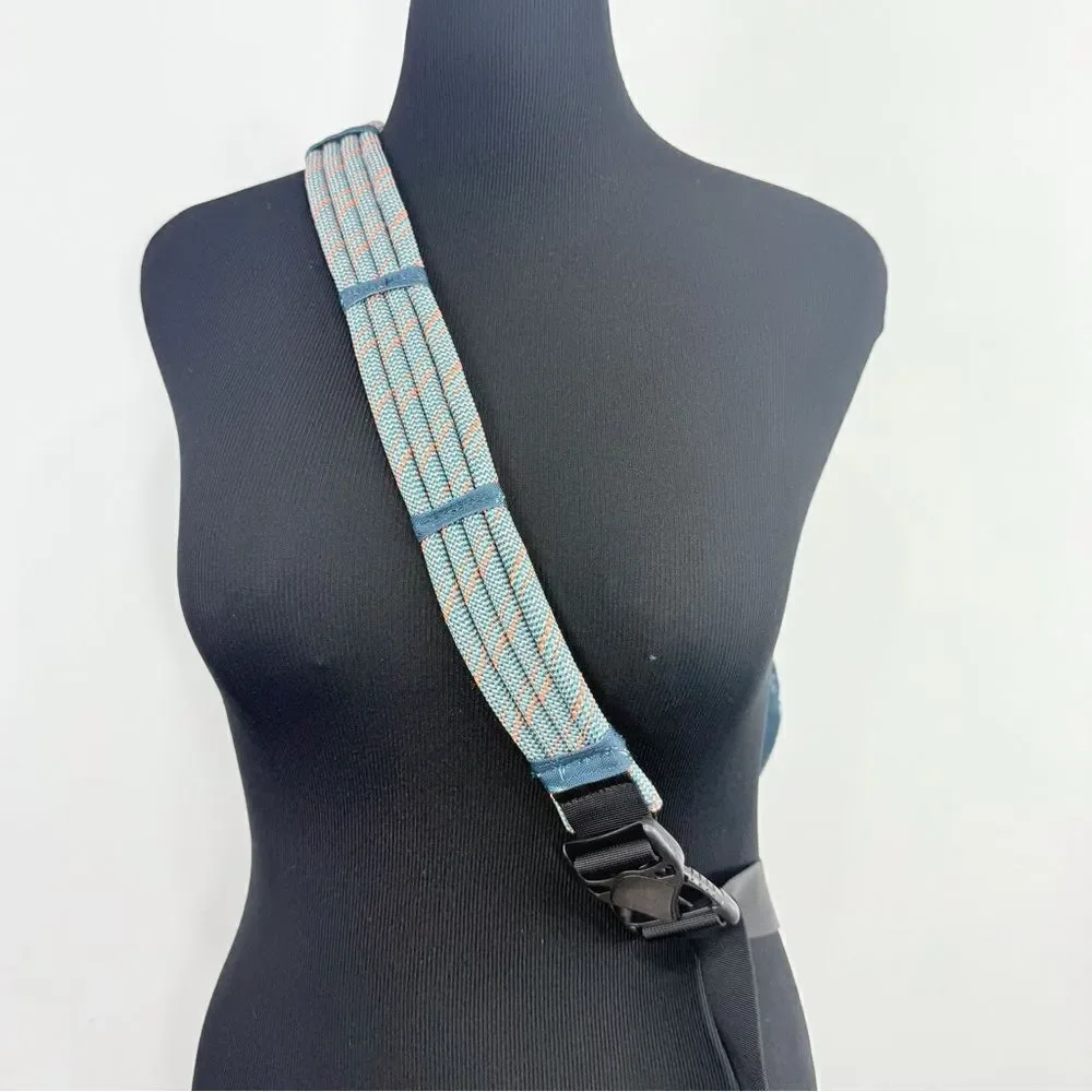 KAVU Green White Nylon Surfer Graphic Rope Strap Nylon Sling Bag